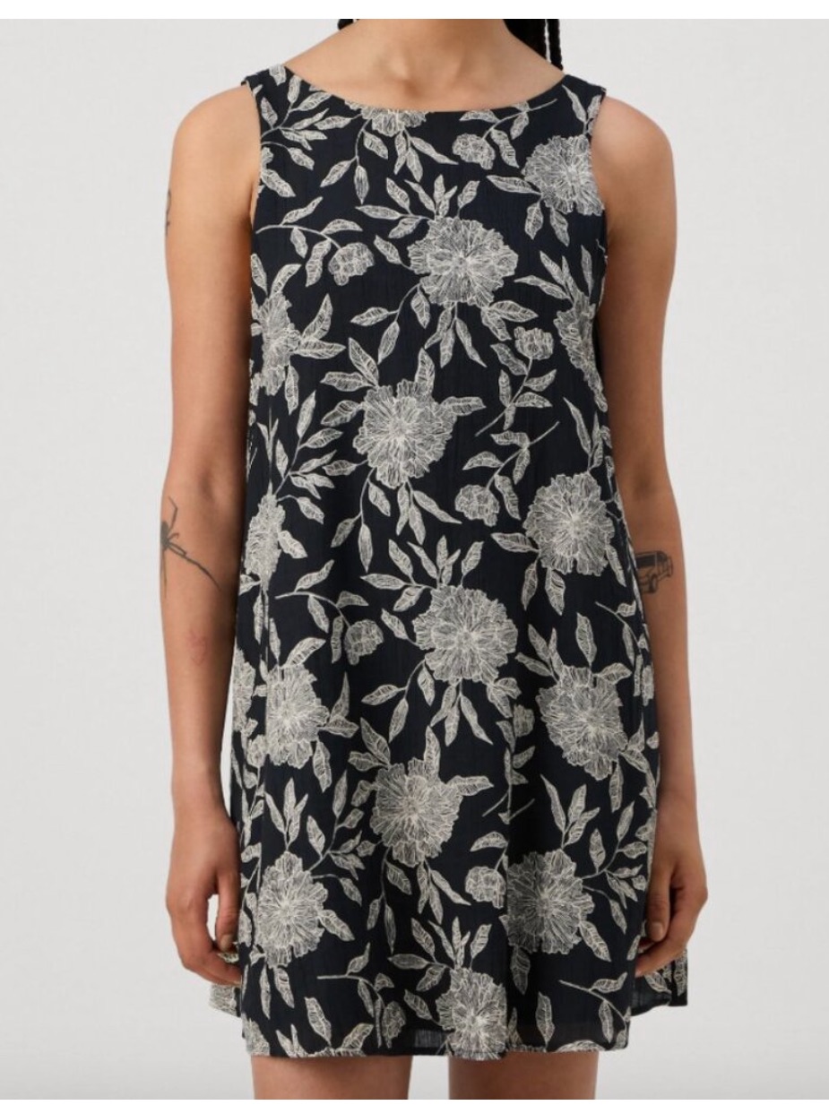 Abercrombie & Fitch Black And White Floral Sleeveless Dress With Open Back